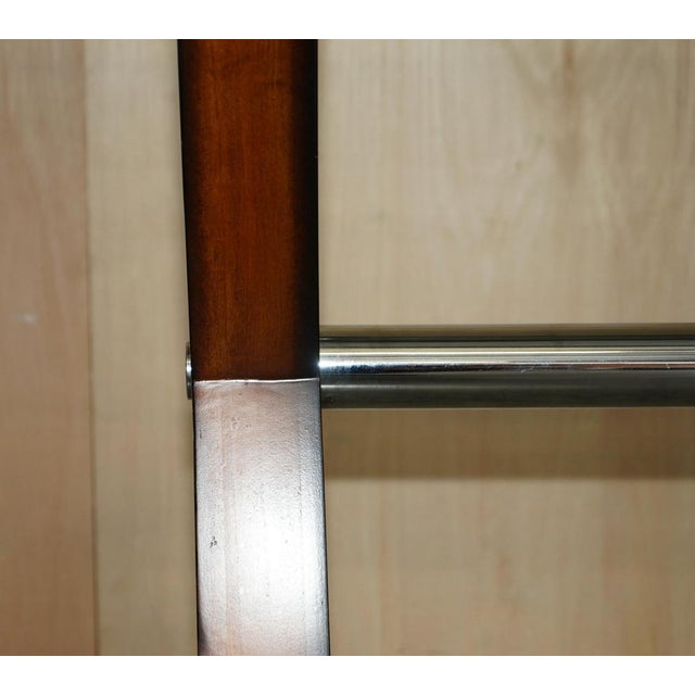 Chrome Tipped X Framed Console Table in Beech and Glass For Sale - Image 4 of 15