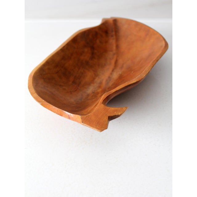 Vintage Hand Carved Wood Bowl For Sale - Image 10 of 12