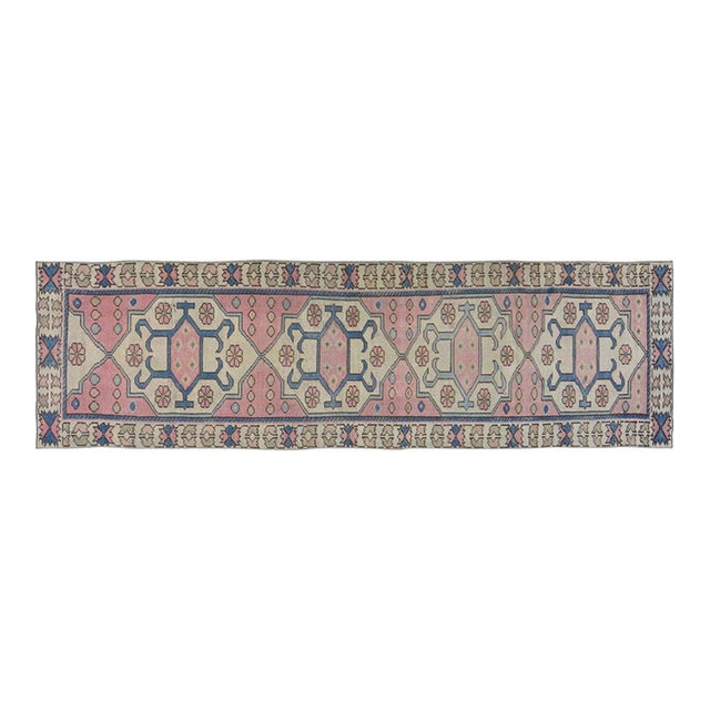 Vintage Turkish Anatolian Hand Knotted Wool Rug, 2'7''x9'2'' For Sale