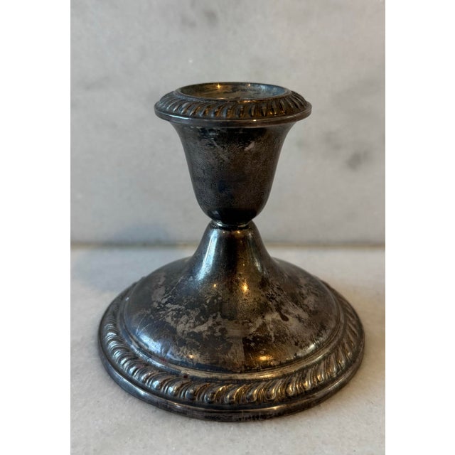 Vintage Sterling Silver Weighted Candle Holder For Sale - Image 4 of 8