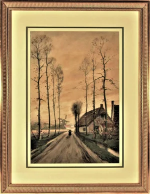George Leonard Linton Herdle, Dutch Landscape with Road, Circa 1910