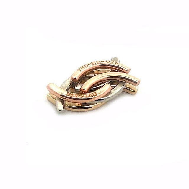 Bvlgari Collapsible Gold Ring 18k Tri-Color 3-Row For Sale In Miami - Image 6 of 8