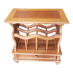 Canterbury Style Solid Cherry Magazine Rack Side Table With Drawer