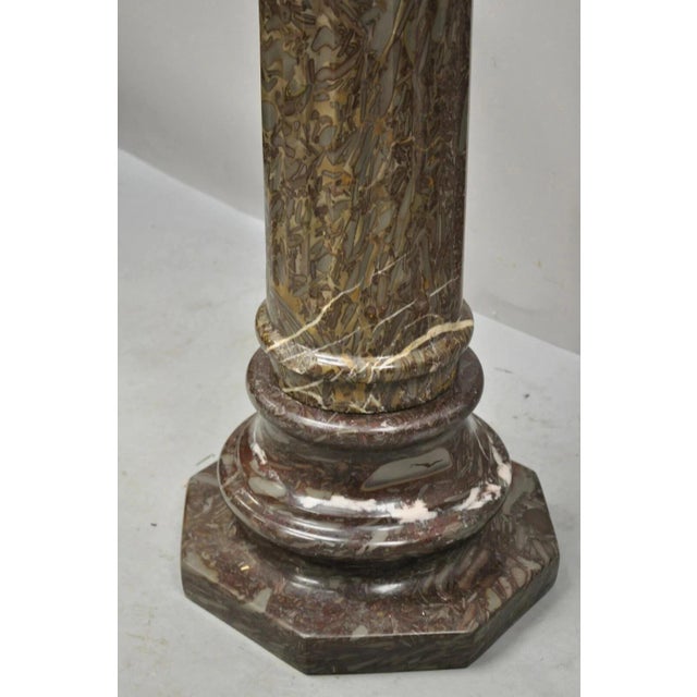 Brown Vintage Italian Empire Style Purple Brown Marble Column Pedestal Plant Stand For Sale - Image 8 of 12
