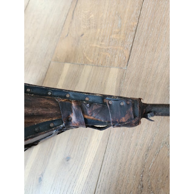 19th-Century Primitive Wood, Leather & Iron Fireplace Bellows With Studded Folk Art Decoration For Sale - Image 16 of 18