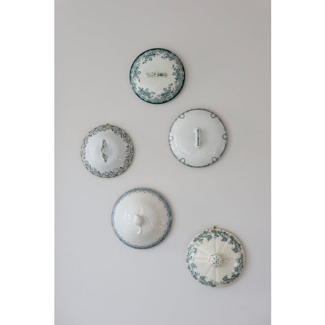 Ceramic Wall Composition of Soup Tureen Lids in Green Earthenware, 1950s, Set of 5 For Sale - Image 7 of 7