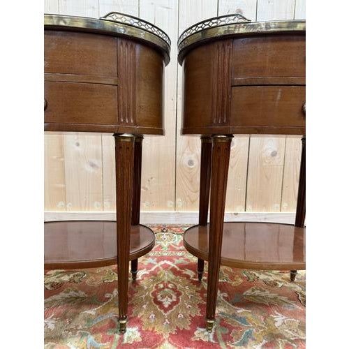 Louis XVI Style Oval Bedside Tables, Set of 2 For Sale - Image 3 of 8