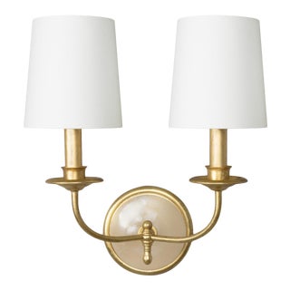 Southern Living Fisher Steel Double Sconce, Gold For Sale