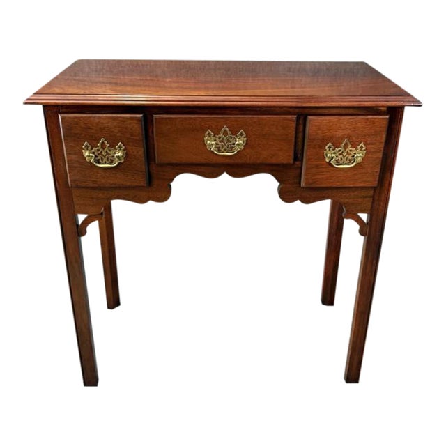 Late 20th Century Solid Mahogany Three Drawer Console Table For Sale