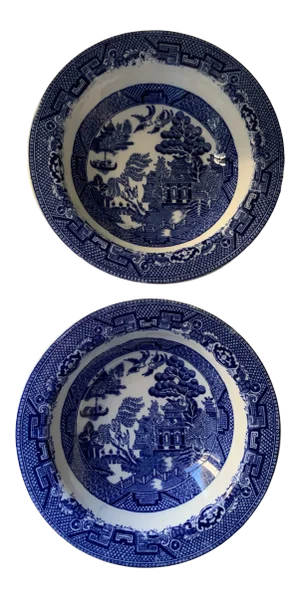 Vintage Blue & White Ailertons England Willow Plates- Set of 2