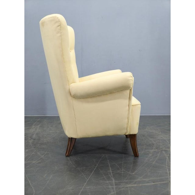 Wood Danish High Back Wing Lounge Chair, 1950s For Sale - Image 7 of 13
