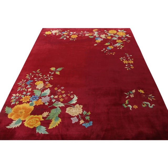 Hand knotted in wool from China circa 1950-1960, a vintage Art Deco rug joining Rug & Kilim’s Antique & Vintage...