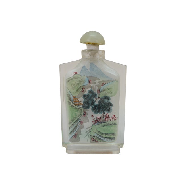 Chinese Antique Chinese Chinoiserie Reverse Painted Tobacco Snuff Bottle 3.5" For Sale - Image 3 of 16