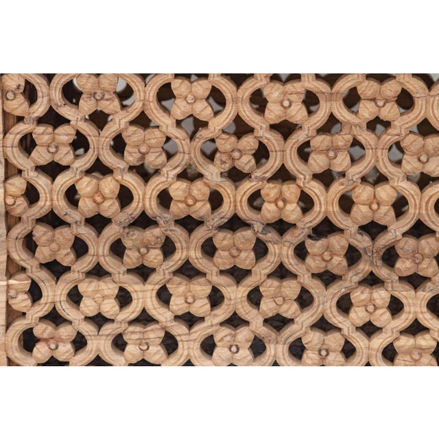 Brown Finely Carved Floral Jali Square Coffee Table For Sale - Image 8 of 9