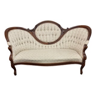 Antique Victorian Balloon Back Sofa For Sale