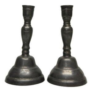 Antique Pewter Candlestick Candle Holders a Pair