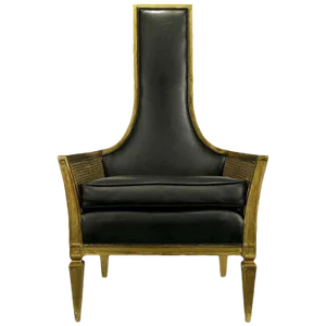 Vintage Gilt Finish & Black Naugahyde Moorish Style Lounge Chair