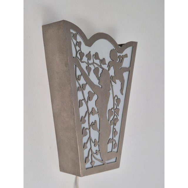 1930s Swedish Grace Wall Light in White Metal and Glass, 1930s For Sale - Image 5 of 10