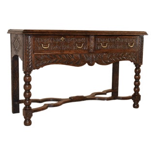 18th Century English Oak Sideboard With Gorgeous Hand-Carving For Sale