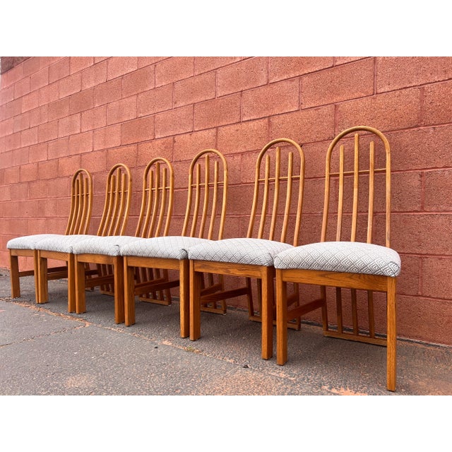 1990s 1990s Vintage Architectural Oak Dining Chairs- Set of 6 For Sale - Image 5 of 12