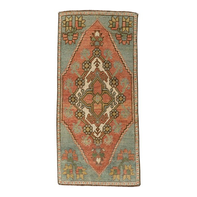 Turkish Mini Rug Oriental Hand Knotted Vintage Rug 1'5" x 2'11" #21294 For Sale