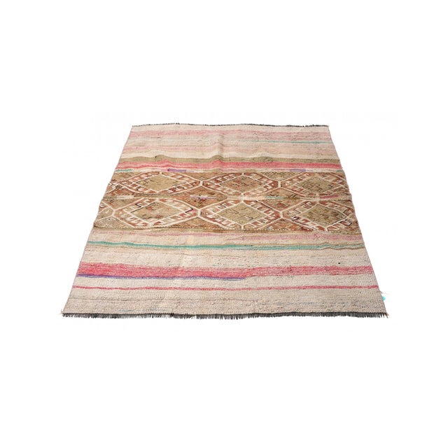 Mid-Century Modern Vintage Turkish Decorative Small Kilim - 3`11″ X 4`9″ For Sale - Image 3 of 6