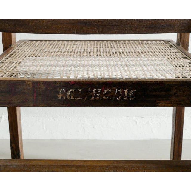 French Mid-Century Wooden Box Office Dining Chair in Teak & Rattan by Pierre Jeanneret, 1950s For Sale - Image 3 of 7