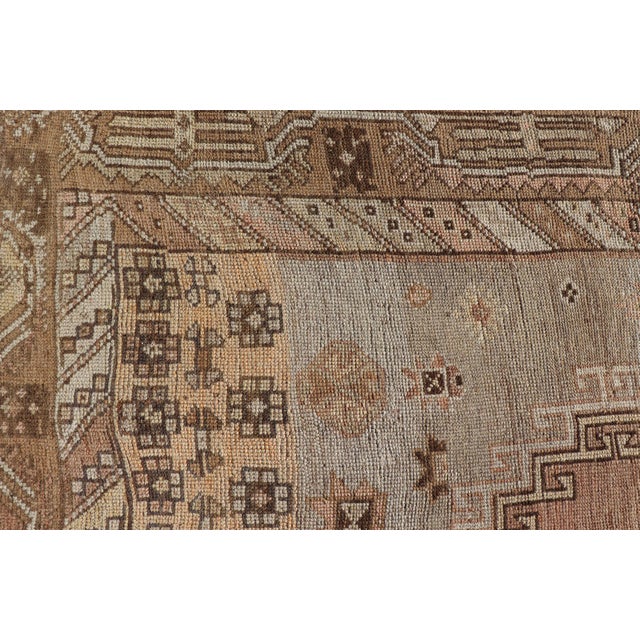 Antique Turkish Kars Oushak Gallery Rug With Geometric Medallion Design For Sale - Image 11 of 11