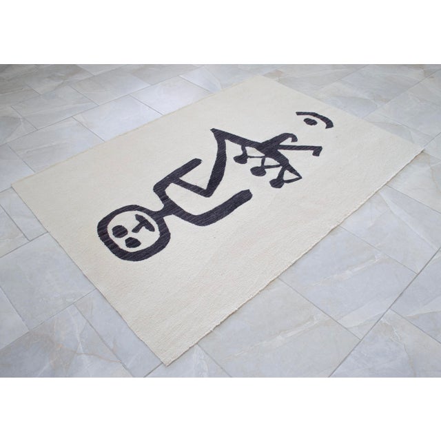 Paul Klee Art Inspired Hand Woven Area Rug Wall Decor New 4′ × 5′10″ For Sale - Image 6 of 11