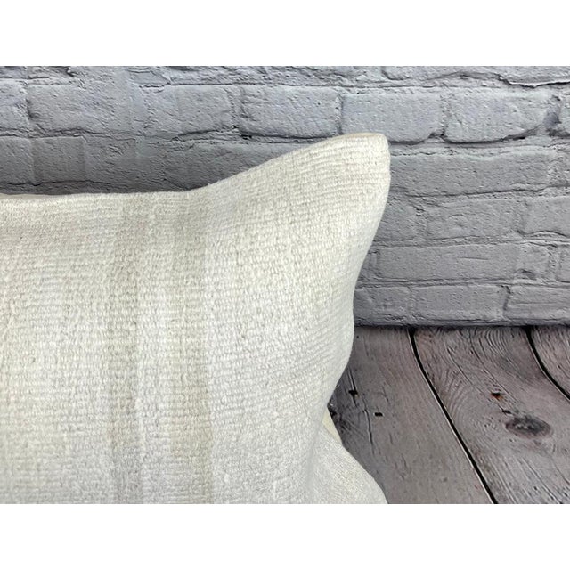 Turkish 16 x 24 Hemp Pillow Turkish Cushion Natural White Pillow Cushion Cover For Sale - Image 3 of 4