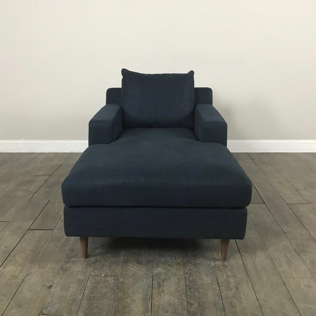 Modern Navy Chaise Lounge Sofa Chairish