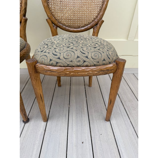 Brown Set of 4 Vintage Faux Bois Dining Chairs With Cane Back For Sale - Image 8 of 18