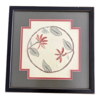 Antique Japanese Hand-Painted Silk Textile Art — Framed For Sale