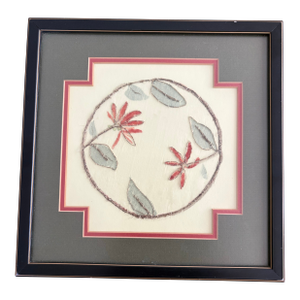 Antique Japanese Hand-Painted Silk Textile Art — Framed