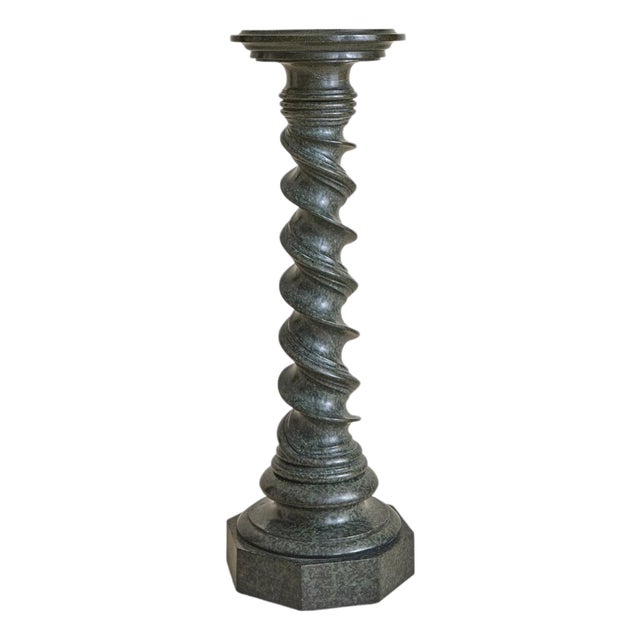 19th Century Italian Green Marble Spiral Pedestal For Sale