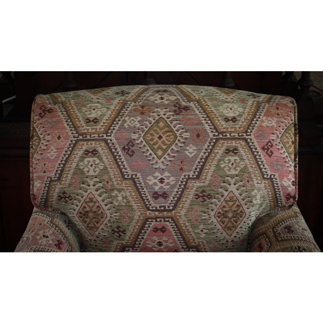 Armchair in Kilim and Jacquard Olive from George Smith, 2010s For Sale - Image 4 of 18