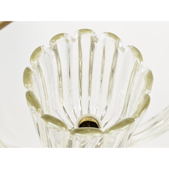 Brass and Clear Murano Glass Pendant Light attributed to Barovier & Toso For Sale - Image 11 of 13