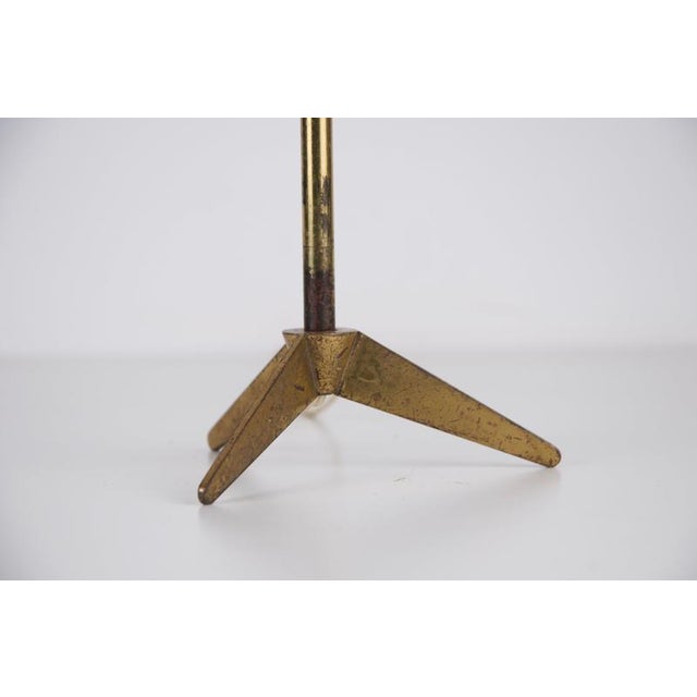 Gold Brass and White Acrylic Glass Tripod Table Lamp, Italy, 1960s For Sale - Image 8 of 9