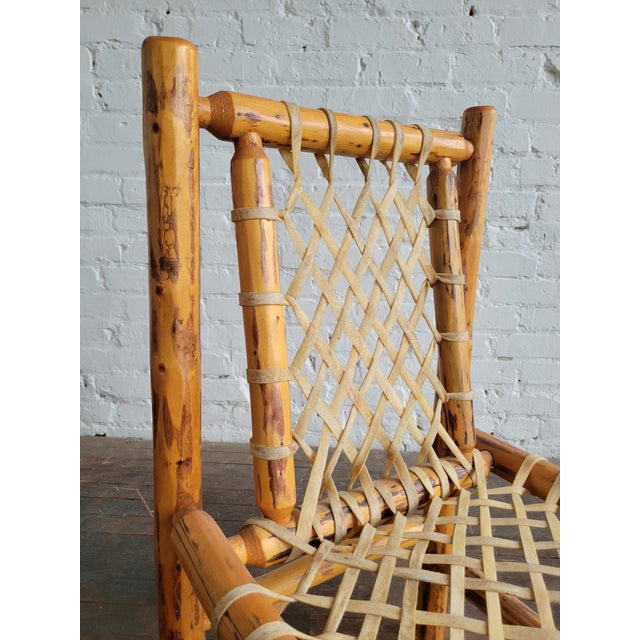 1940s Rustic Pine Log & Rawhide Side Chair For Sale - Image 11 of 15