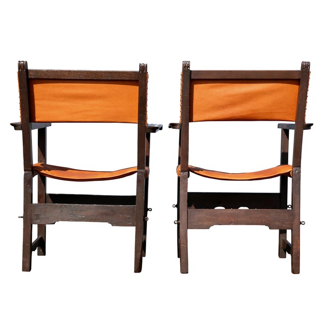 Spanish Baroque Walnut Armchairs - a Pair For Sale - Image 11 of 13
