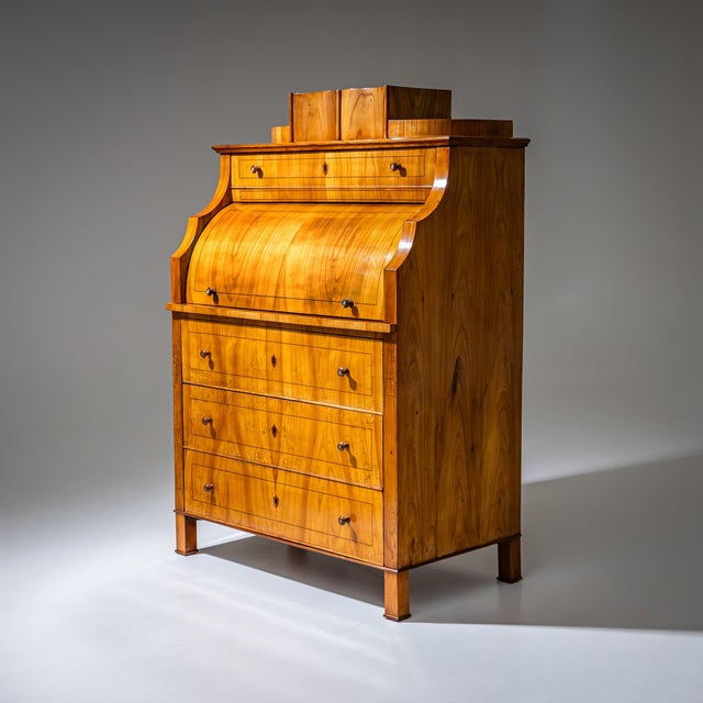 Biedermeier Roll-Top Secretary in Cherrywood, Saxony, 1835 For Sale - Image 4 of 15