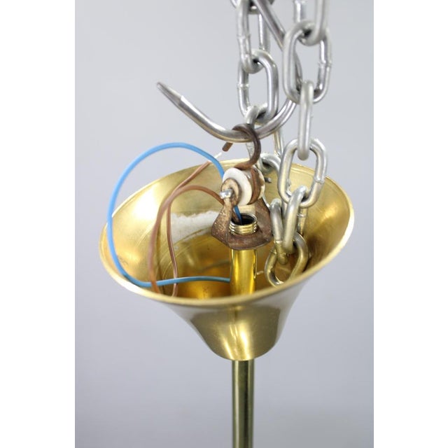 Silver Mid-Century Italian Brass and Plastic Pendant Lamp, 1970s For Sale - Image 8 of 11