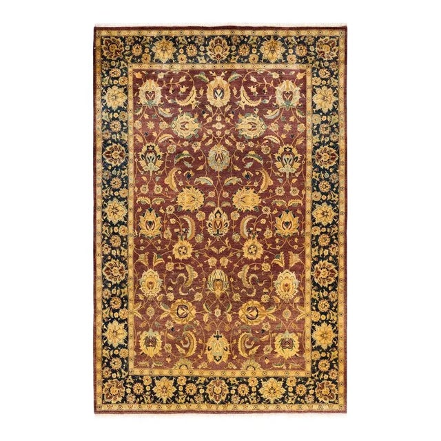 Red Mogul, One-of-a-Kind Hand-Knotted Area Rug in Red, 6' 2" x 9' 4" For Sale - Image 8 of 8