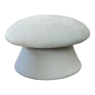 Tapered Mushroom Ottoman in Baby Blue Velvet For Sale