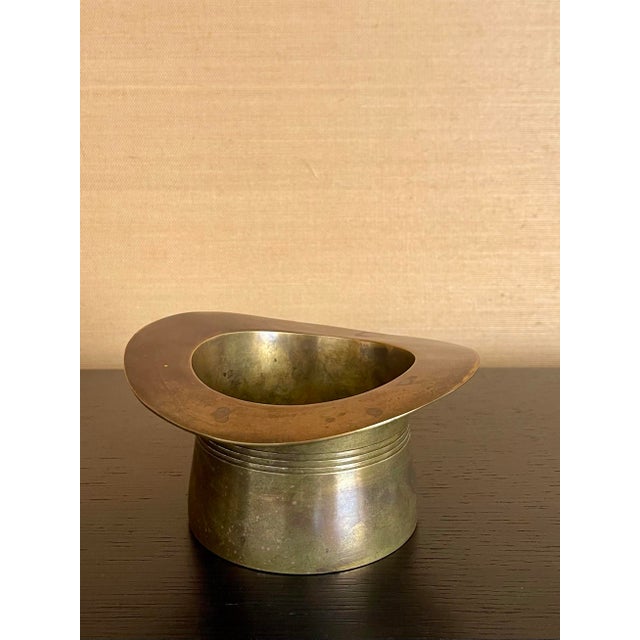 Mid 20th Century Mid 20th Century Mid-Century Modern Sculptural Brass Top Hat Wine Champagne Coaster For Sale - Image 5 of 6