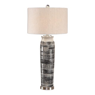 Black & White Glazed Ceramic Table Lamp For Sale