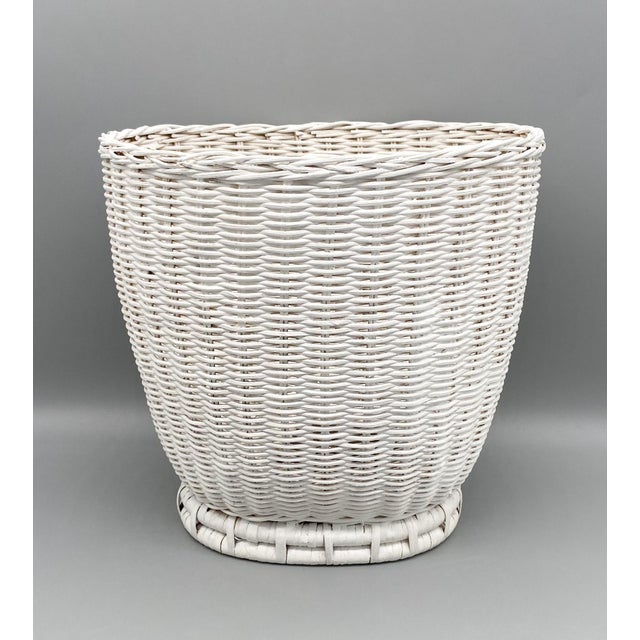 Vintage White Wicker Wastebasket Chairish