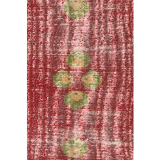 Vintage Mid-Century Green and Red Geometric Wool Rug With Gold-Yellow Accents For Sale In New York - Image 6 of 8