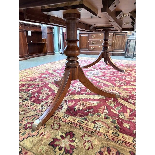 Wood Elegant Ethan Allen Abbot Pedestal Dining Set For Sale - Image 7 of 12