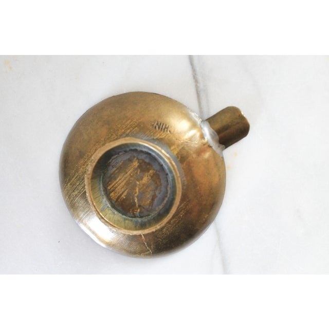 Metal Vintage Chinese Nesting Etched Brass Ashtray Set For Sale - Image 7 of 12